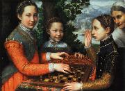 anguissola sofonisba tre schackspelande systrar Sweden oil painting reproduction